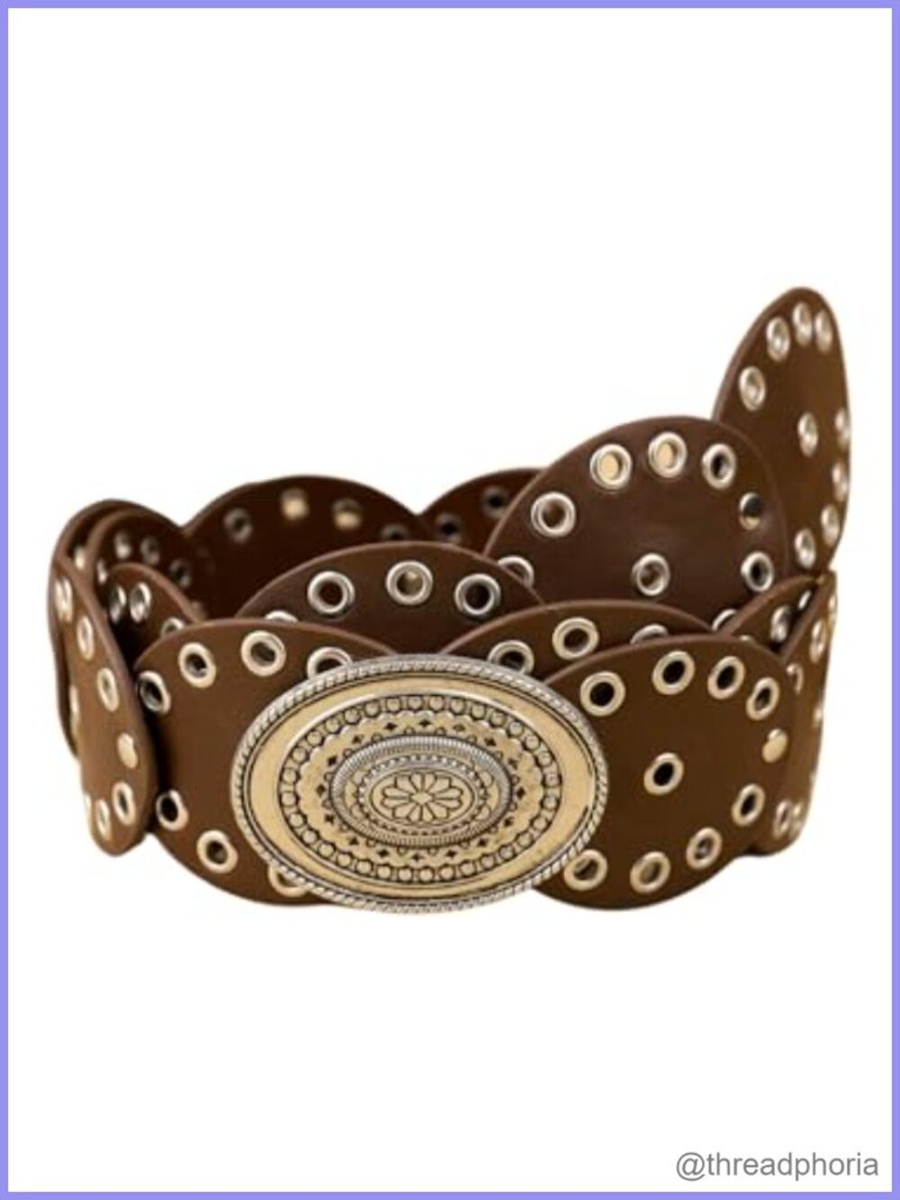 Vintage Western Boho PU Leather Wide Disc Belt Alloy Buckle Jean Dress